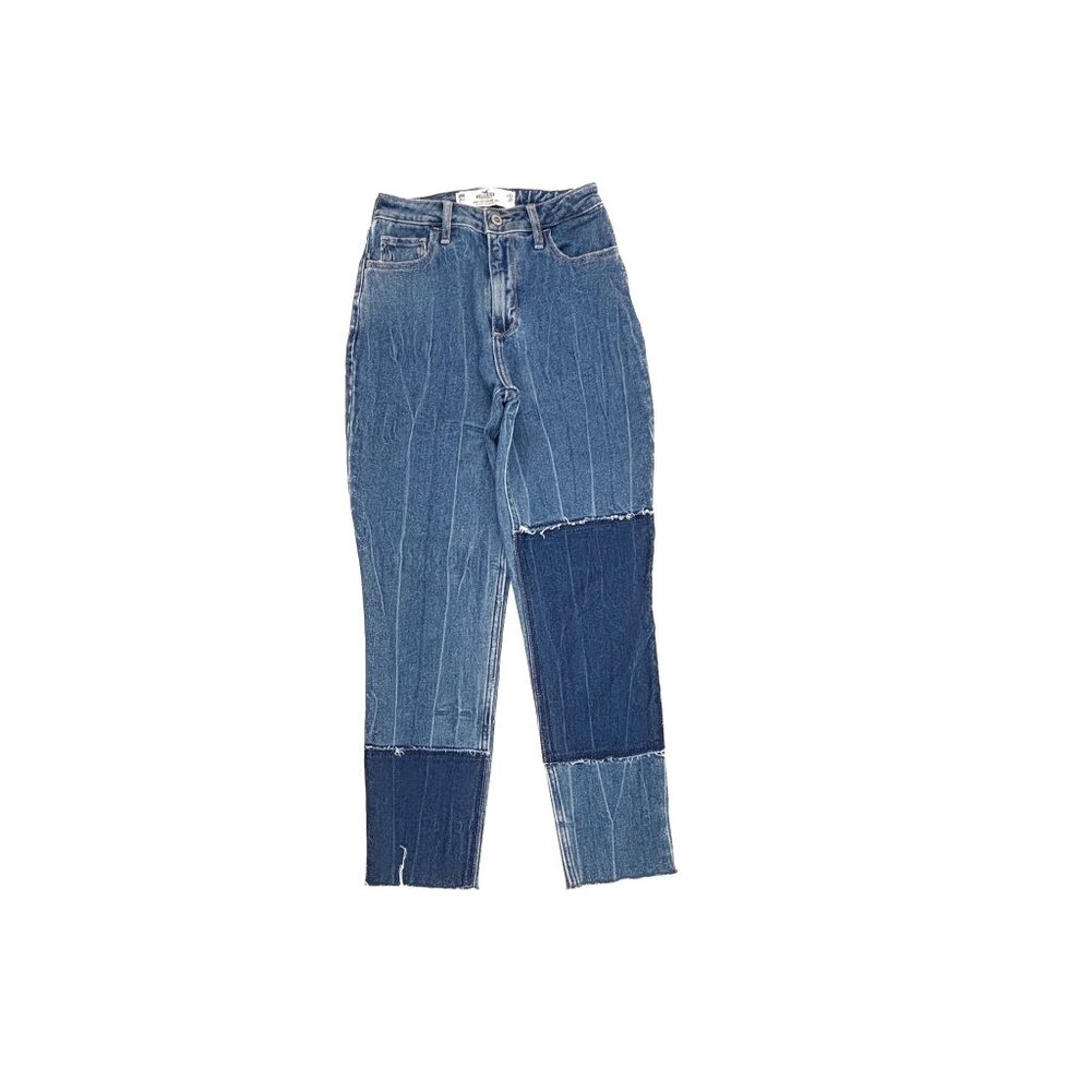 Hollister Mom Jeans Womens 00 Blue Two Tone Curvy High Rise Raw Hemβ